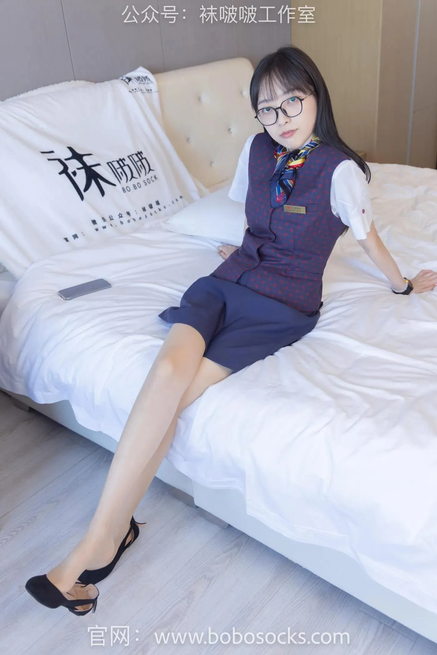 [BoBoSocks袜啵啵]NO.115 稚予-平底鞋、肉丝、空姐制服 [136P]插图7